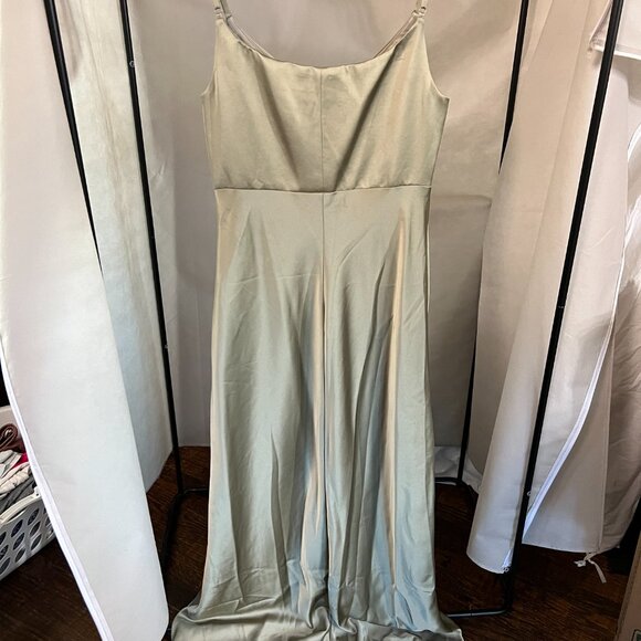 Revelry Satin Gown in Silver Sage - Picture 4 of 8